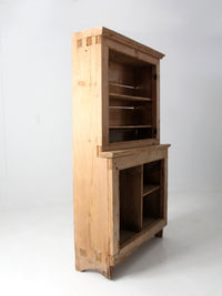 antique rustic pine hutch cabinet