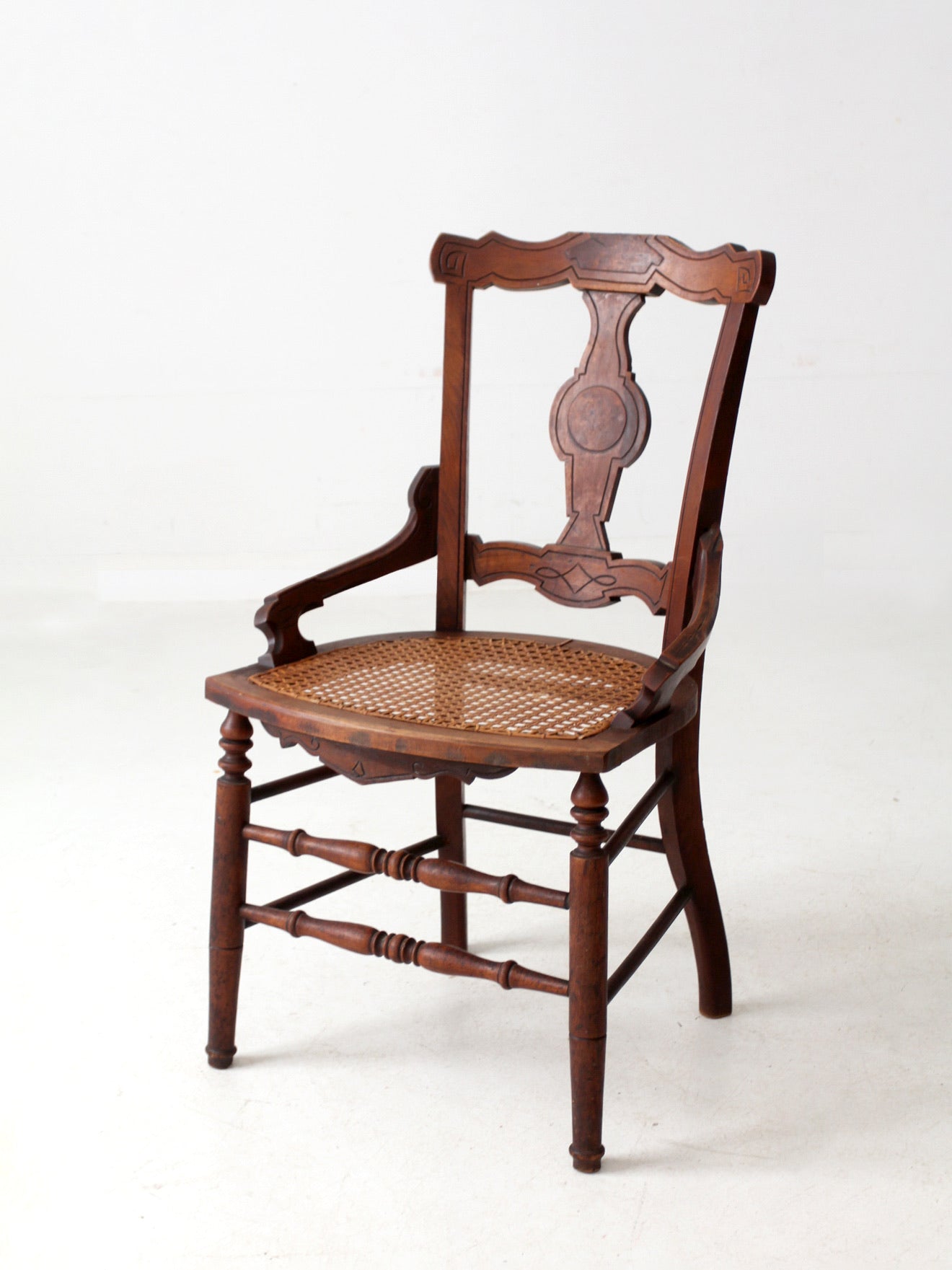 antique Victorian Eastlake cane seat chair