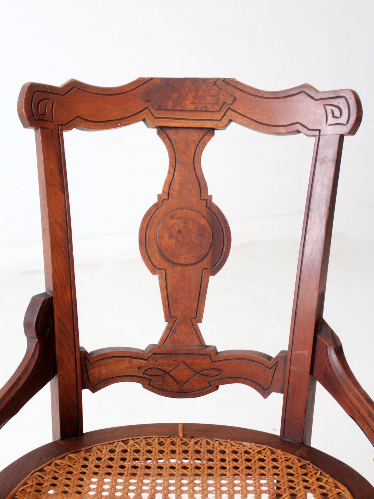 antique Victorian Eastlake cane seat chair