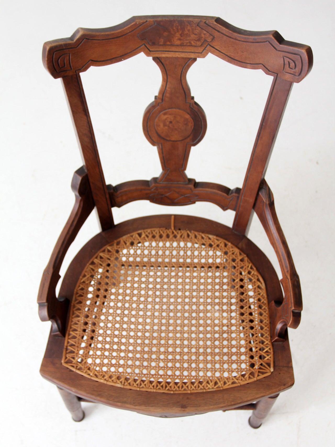 antique Victorian Eastlake cane seat chair