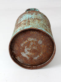 antique turquoise painted metal milk can