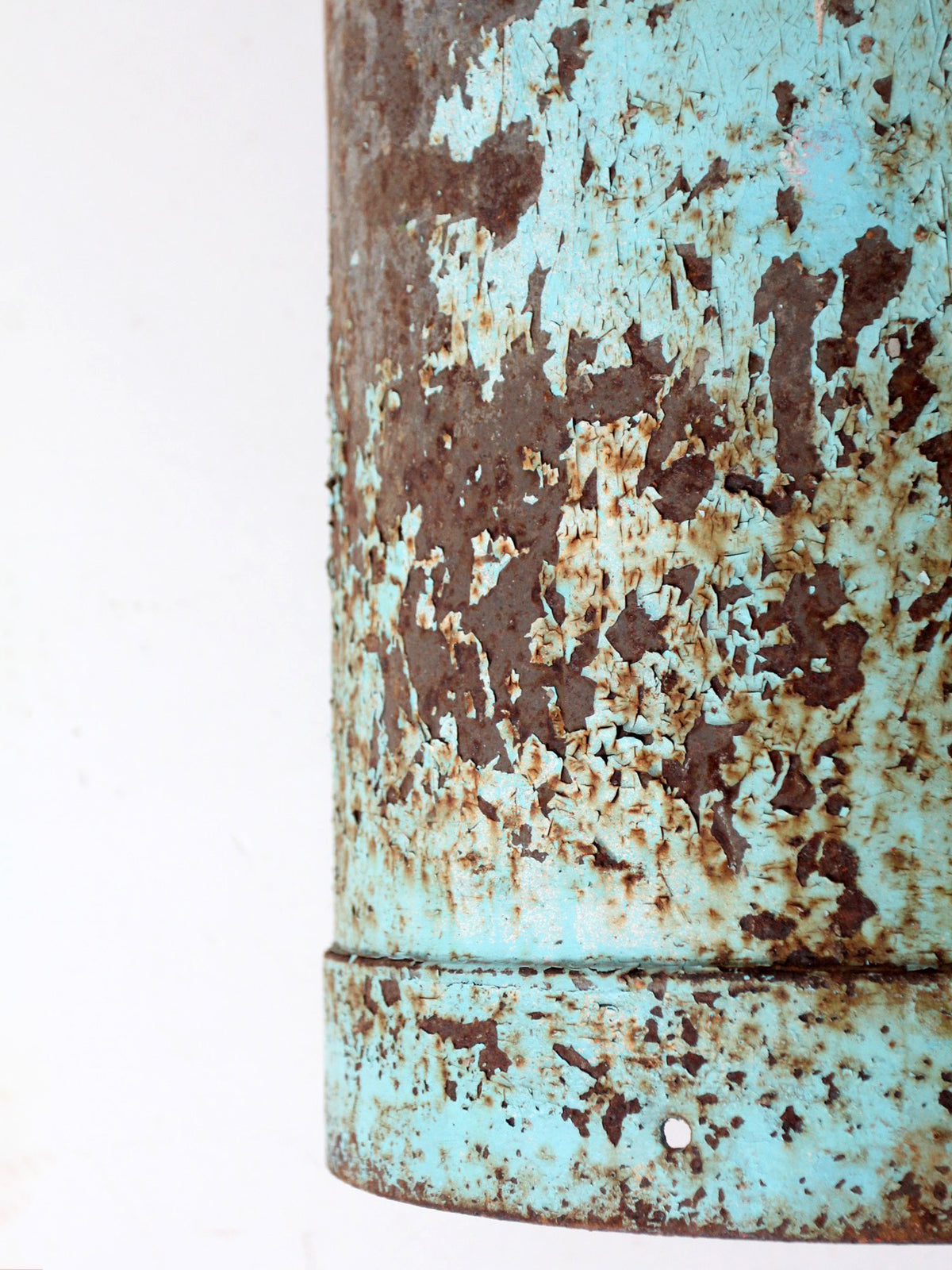 antique turquoise painted metal milk can