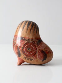 Mexican folk art pottery bird | signed Rivera