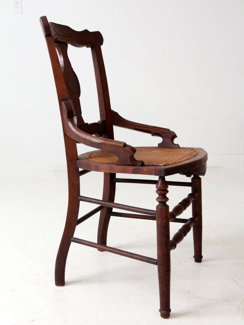 antique Victorian Eastlake cane seat chair