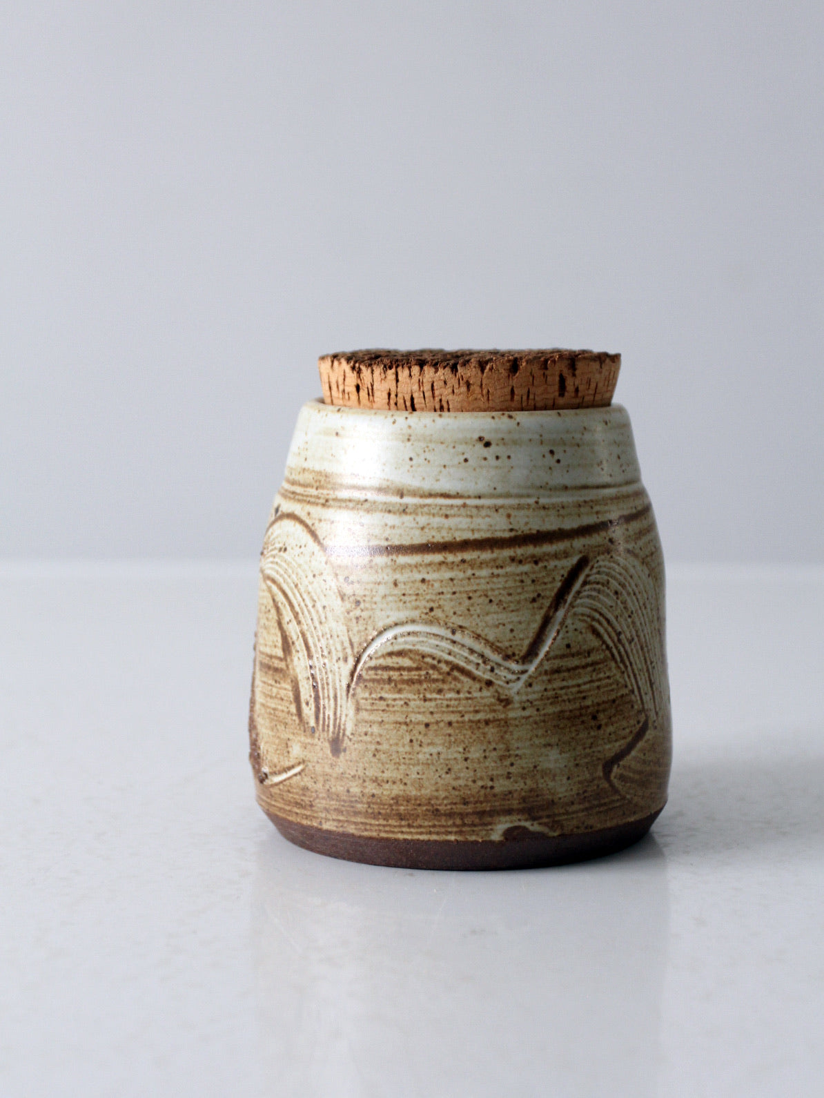 vintage studio pottery with cork lid