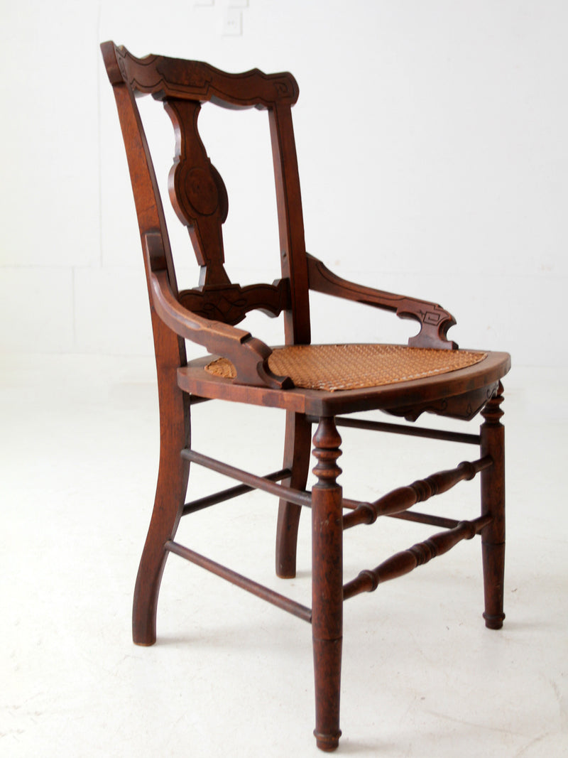 antique Victorian Eastlake cane seat chair
