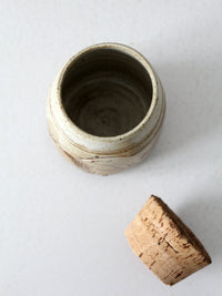 vintage studio pottery with cork lid