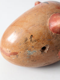 Mexican folk art pottery bird | signed Rivera
