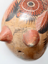 Mexican folk art pottery bird | signed Rivera