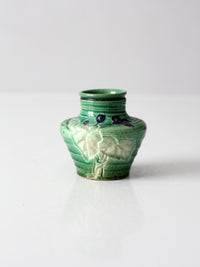 vintage green art pottery miniature vase