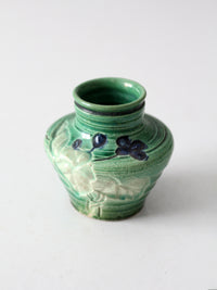 vintage green art pottery miniature vase