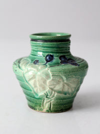 vintage green art pottery miniature vase