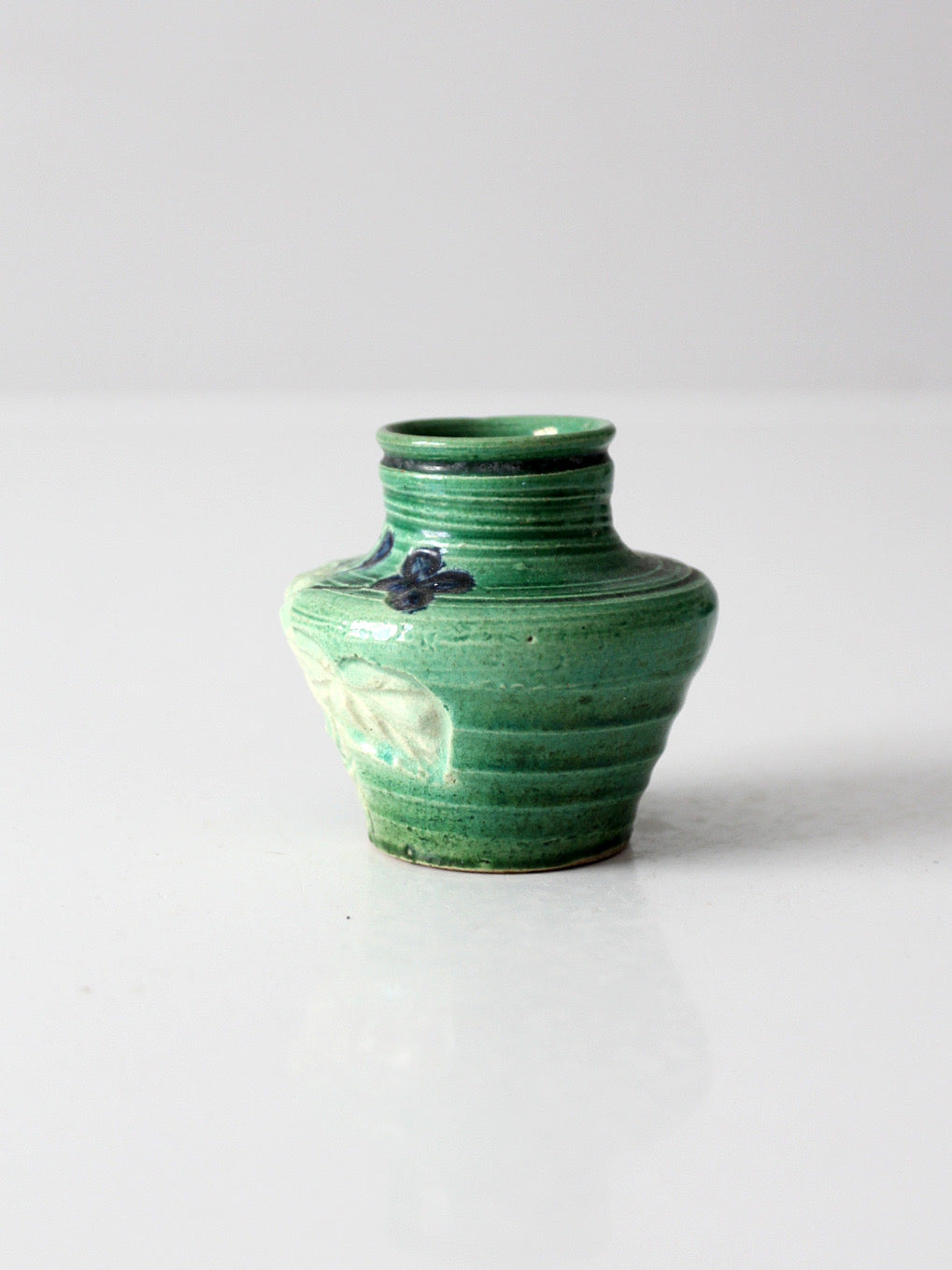 vintage green art pottery miniature vase