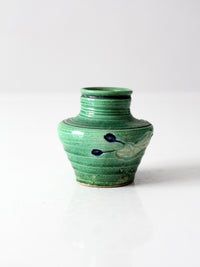 vintage green art pottery miniature vase