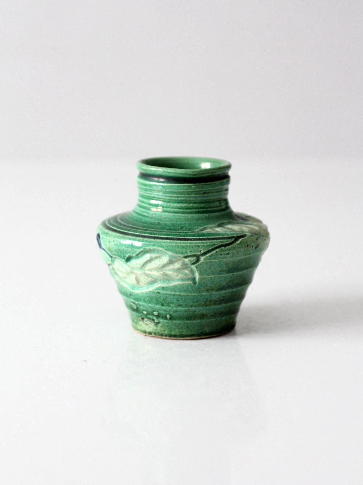 vintage green art pottery miniature vase
