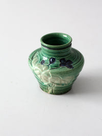 vintage green art pottery miniature vase