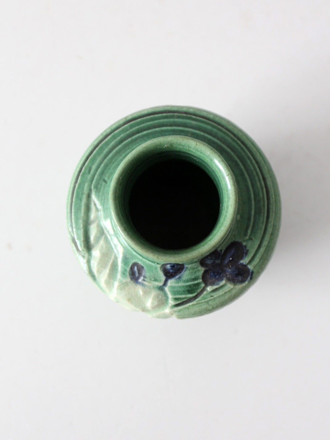 vintage green art pottery miniature vase