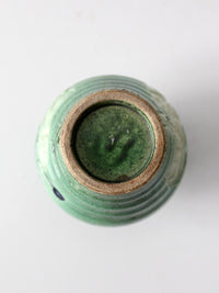 vintage green art pottery miniature vase