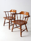 vintage Ethan Allen Colonial style pub dining chairs pair