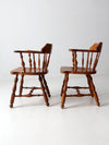 vintage Ethan Allen Colonial style pub dining chairs pair