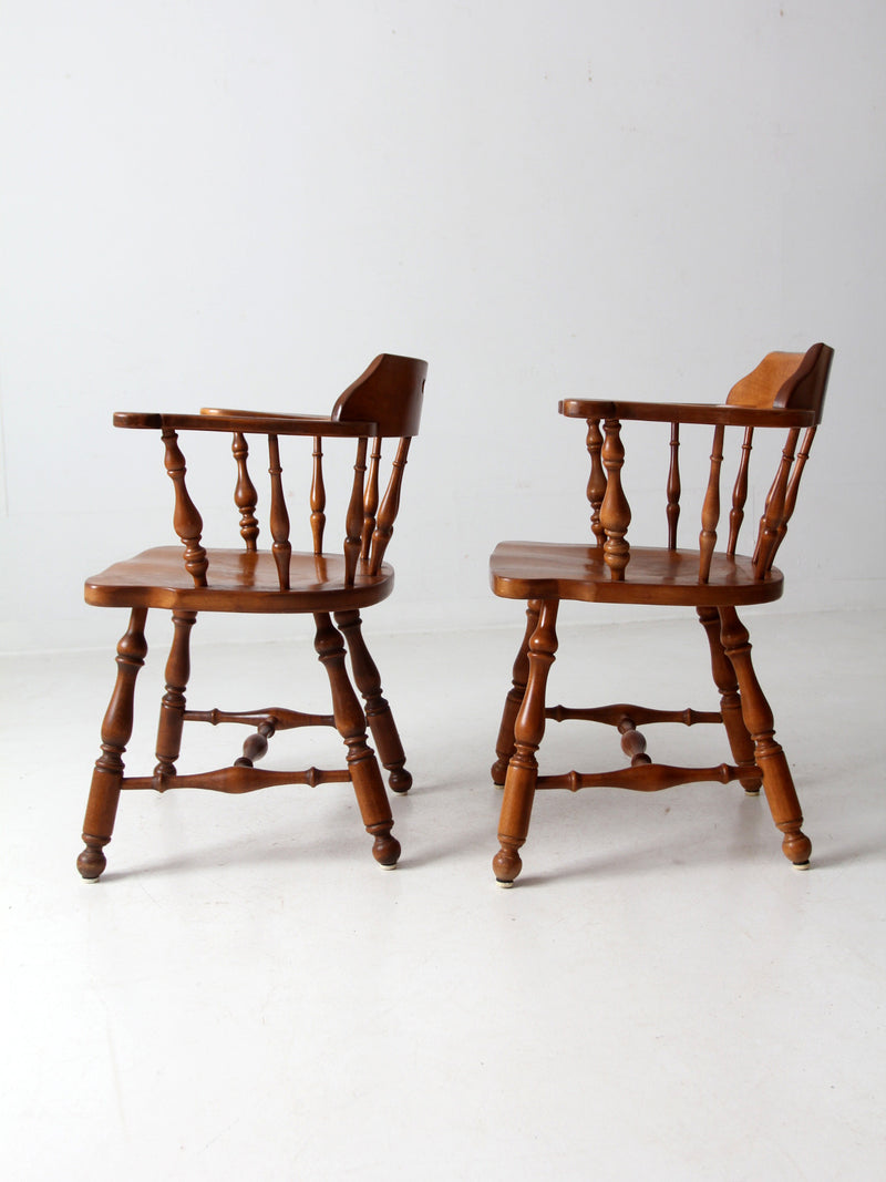 vintage Ethan Allen Colonial style pub dining chairs pair