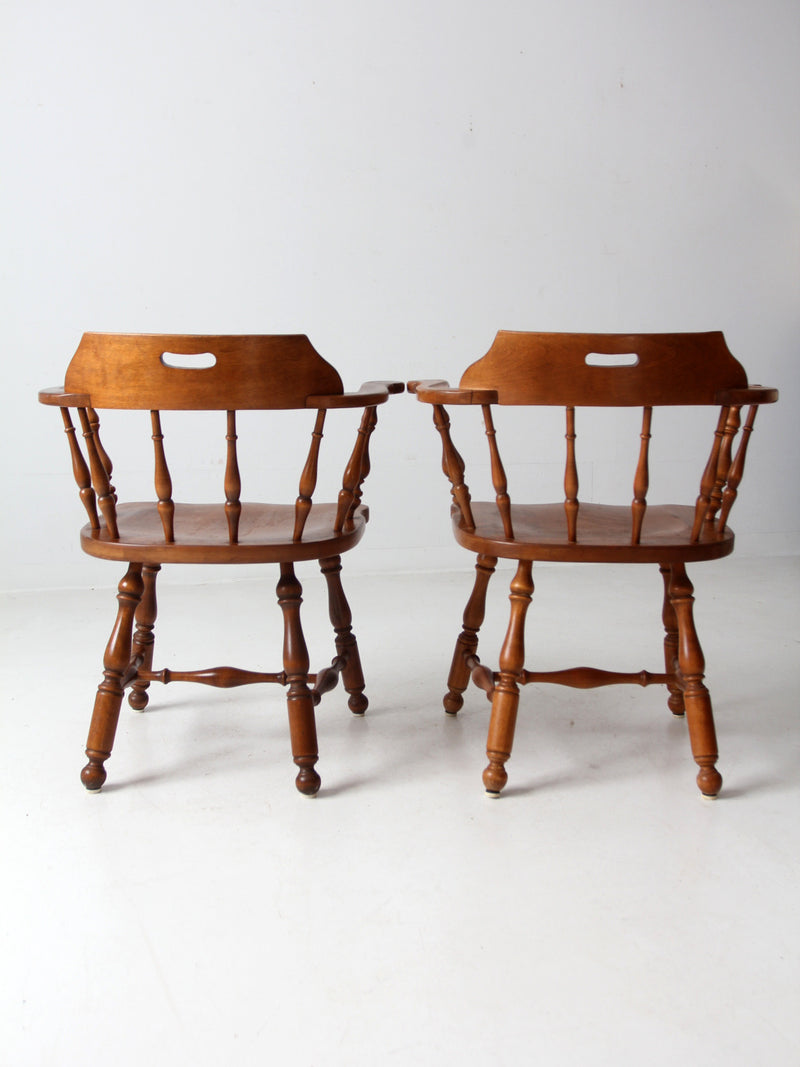 vintage Ethan Allen Colonial style pub dining chairs pair
