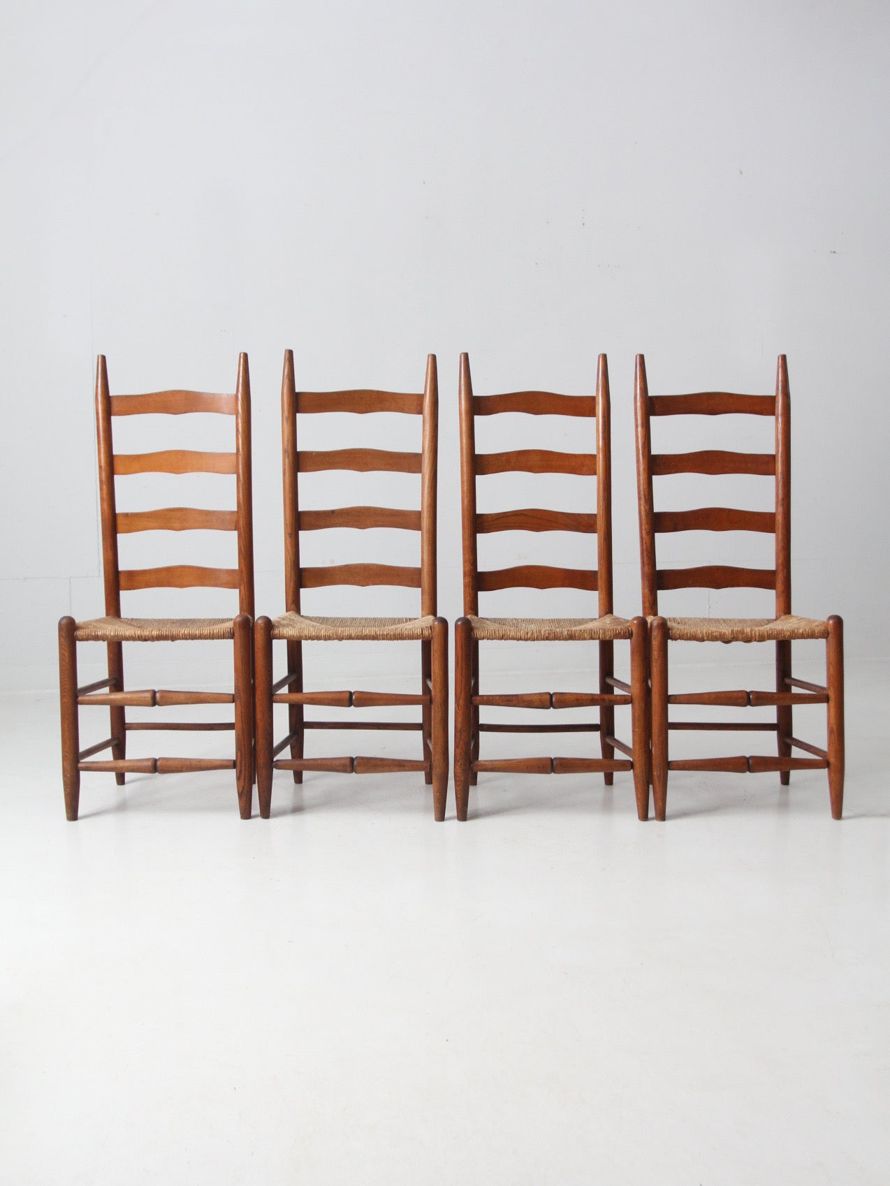 vintage rush seat ladder back chairs set of 4 – 86 Vintage