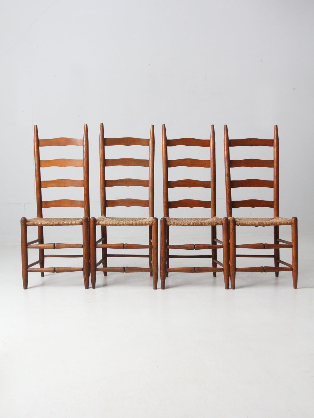 vintage rush seat ladder back chairs set of 4 – 86 Vintage