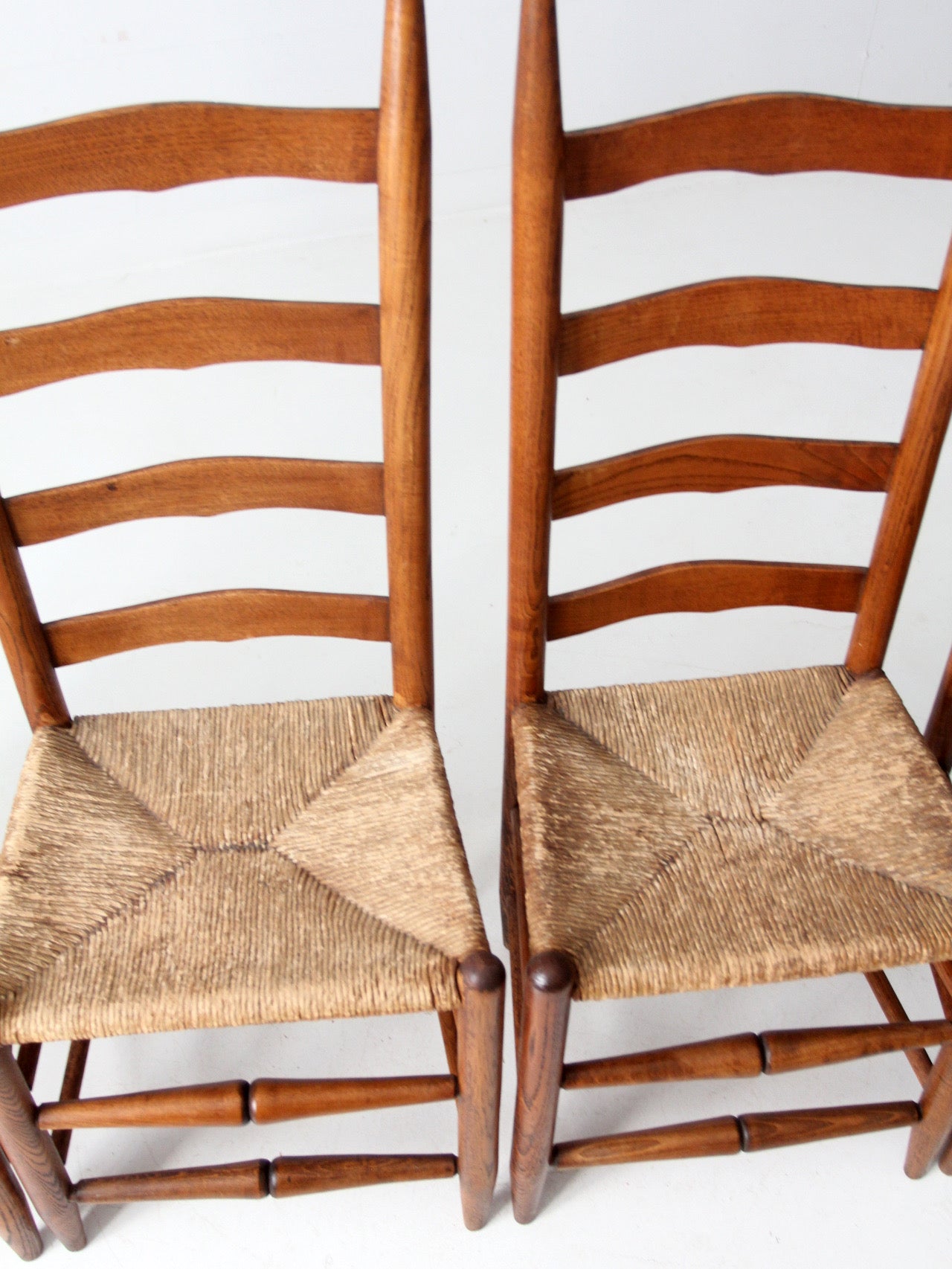 vintage rush seat ladder back chairs set of 4 – 86 Vintage