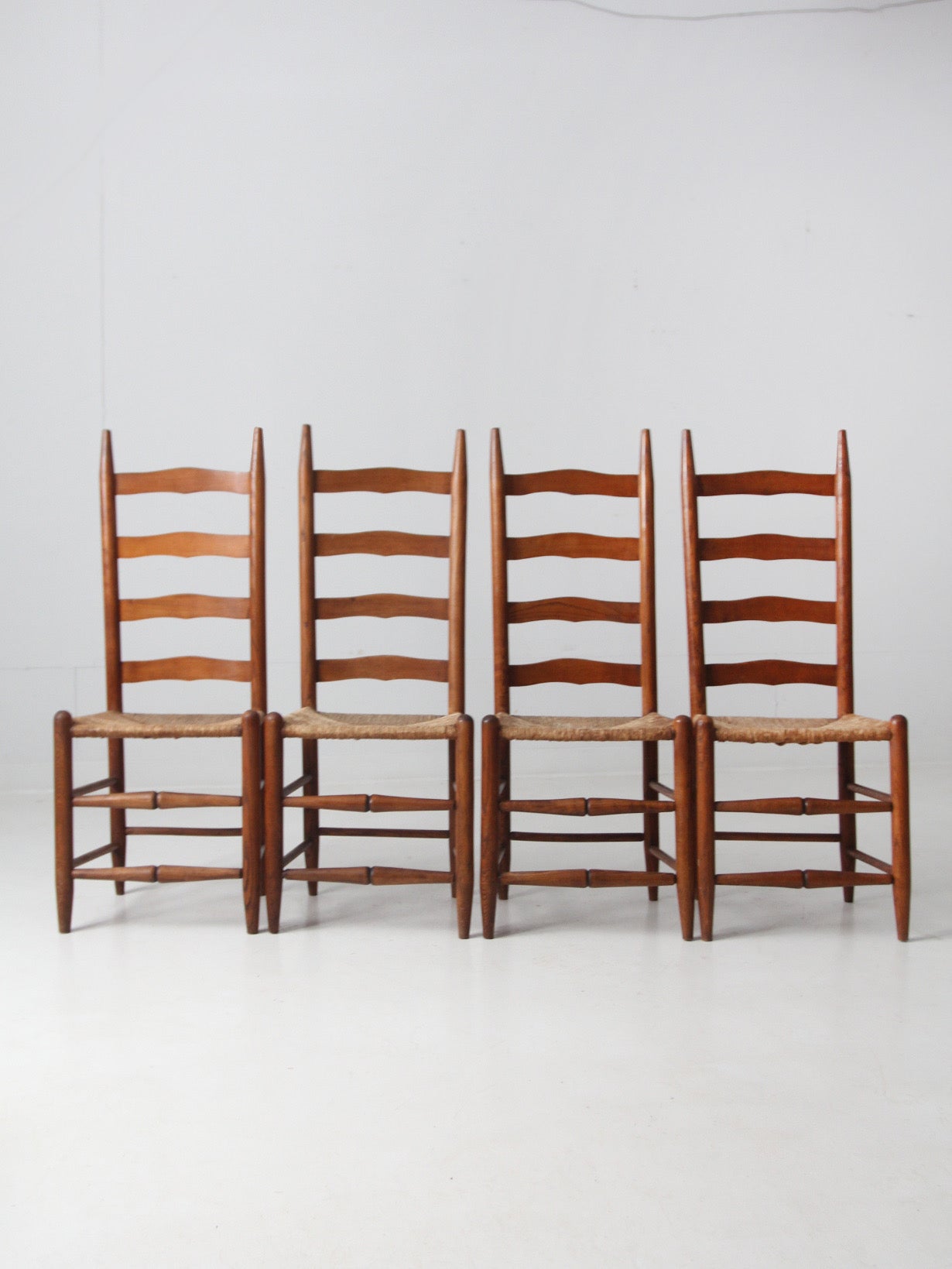 vintage rush seat ladder back chairs set of 4 – 86 Vintage