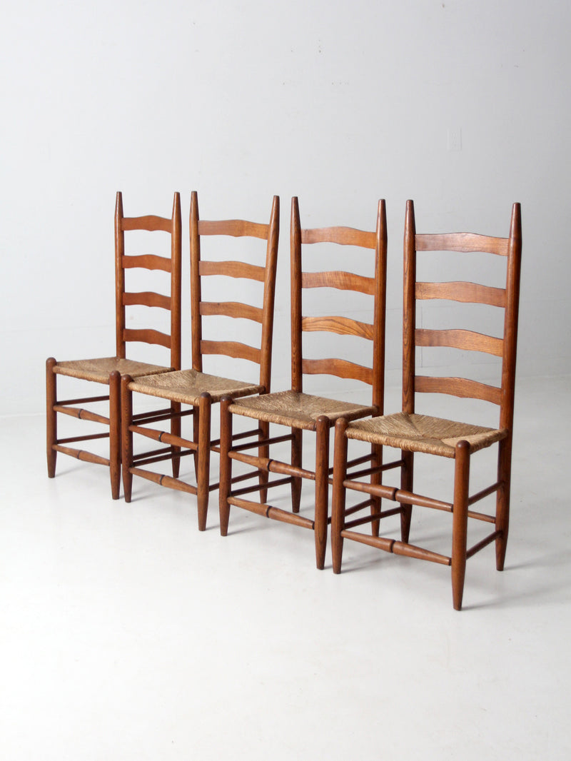 vintage rush seat ladder back chairs set of 4