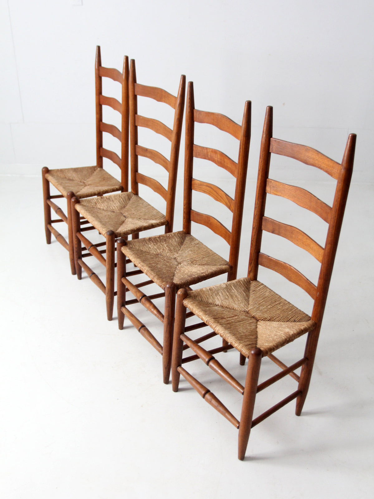 vintage rush seat ladder back chairs set of 4