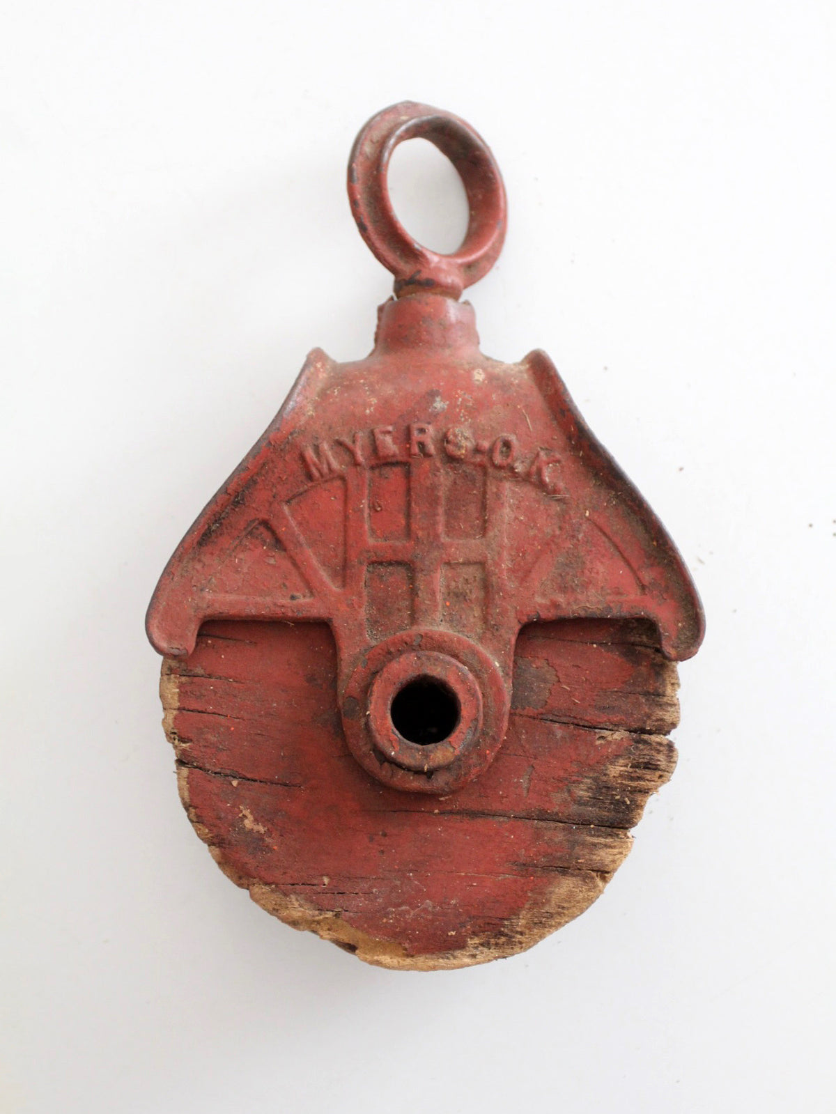 antique F.E. Myers & Bro. knot passing barn hay pulley
