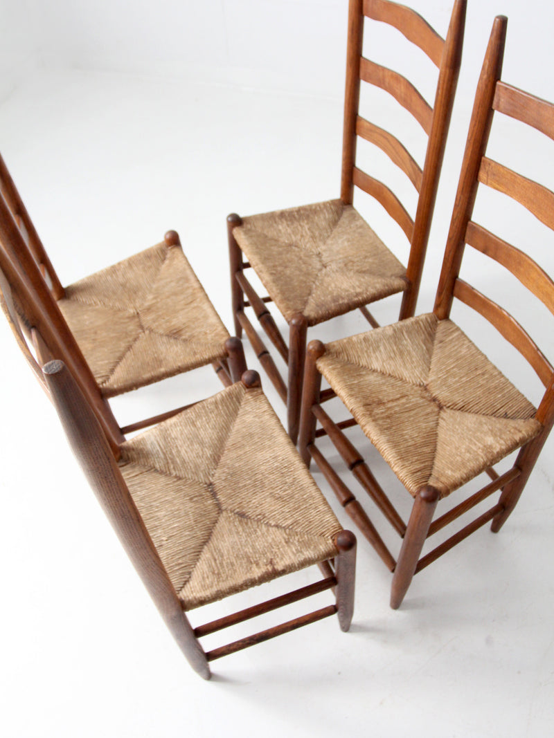 vintage rush seat ladder back chairs set of 4