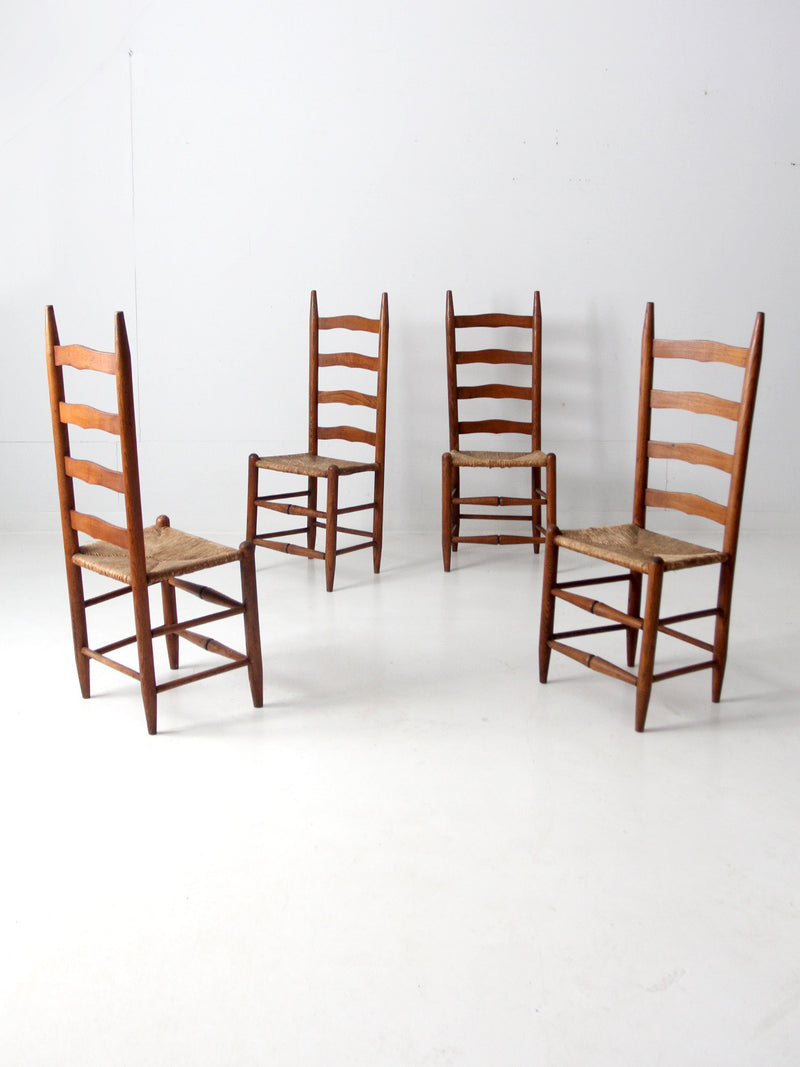 vintage rush seat ladder back chairs set of 4