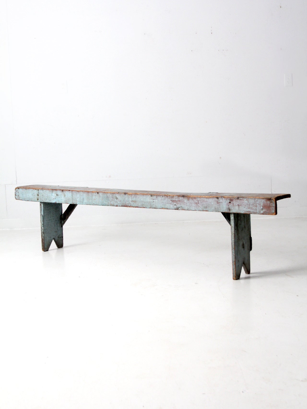 antique primitive painted wood bench – 86 Vintage