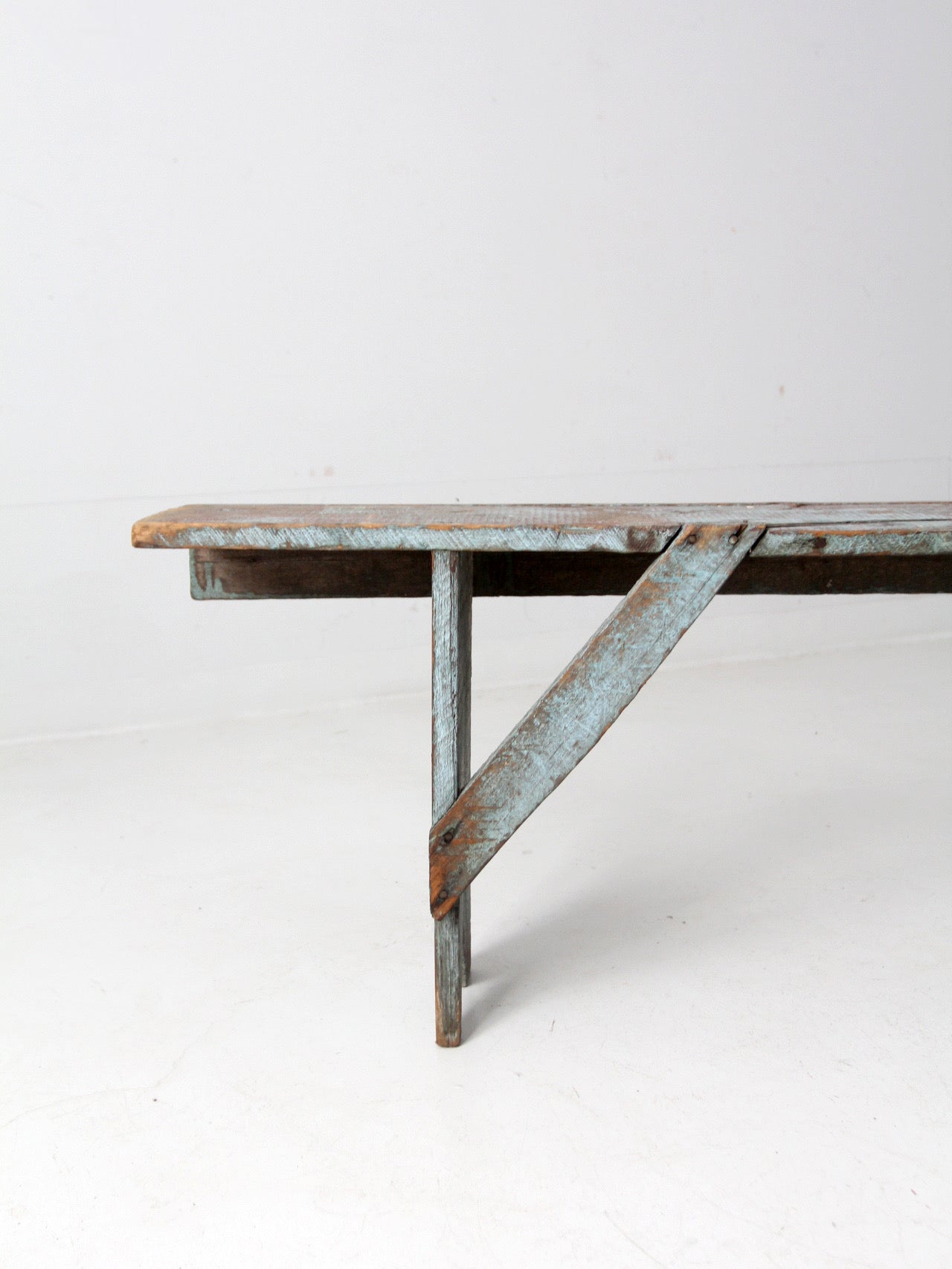 antique primitive painted wood bench – 86 Vintage