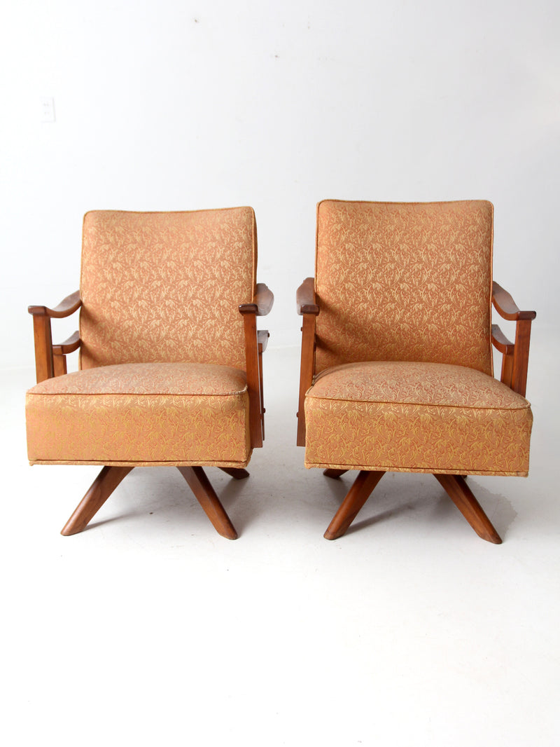 mid century modern swivel lounge chairs pair
