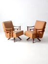 mid century modern swivel lounge chairs pair