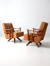 mid century modern swivel lounge chairs pair