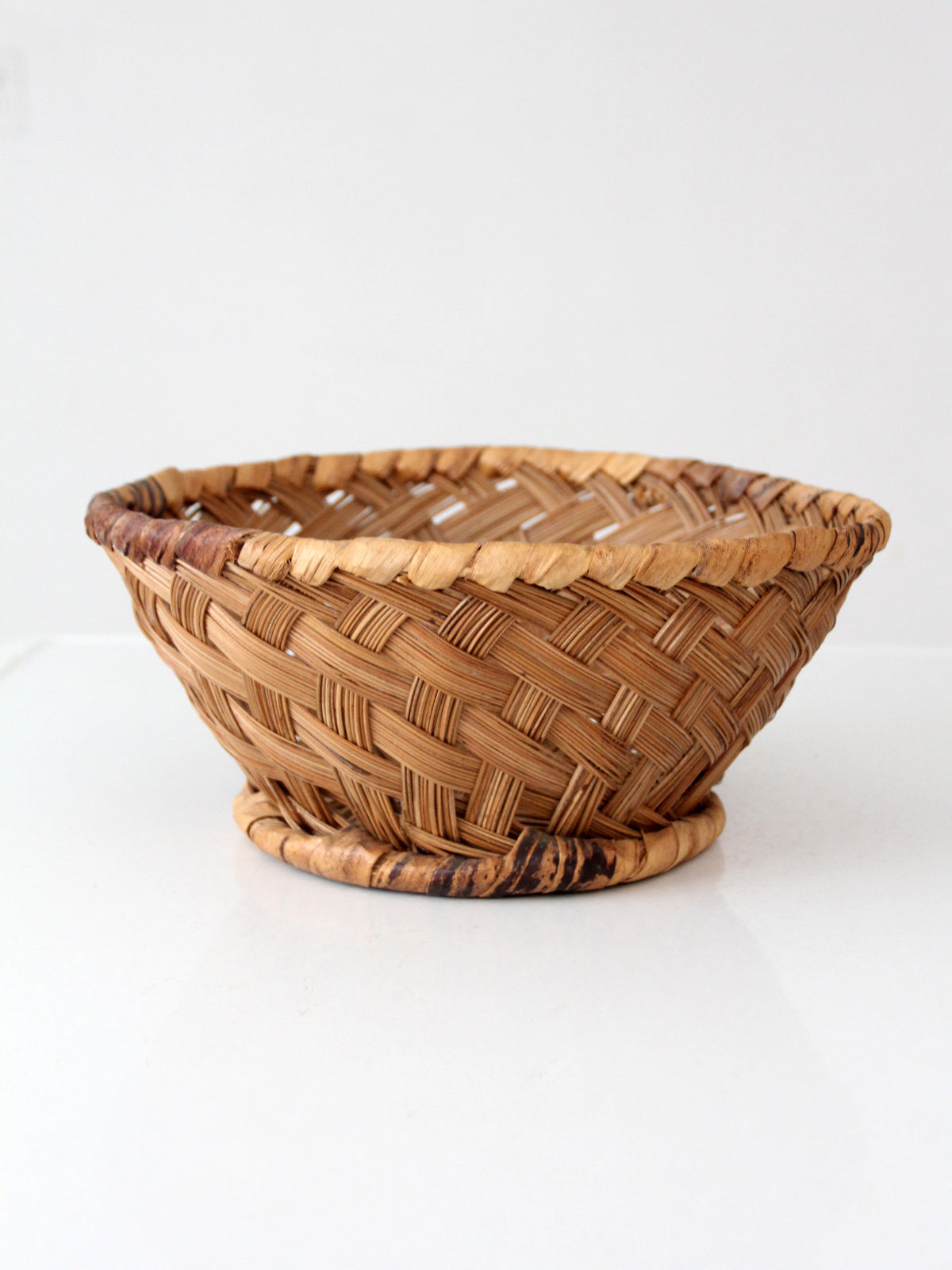 vintage handwoven round basket