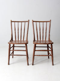 antique painted wood side chairs pair