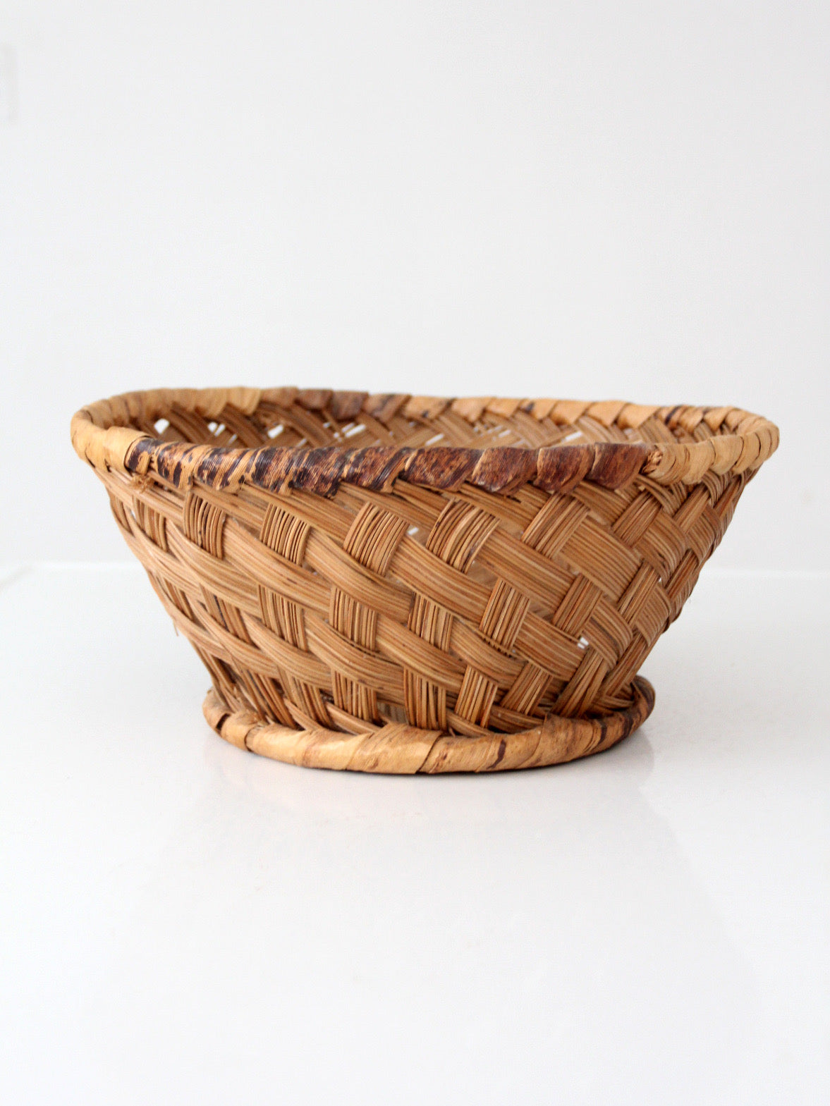 vintage handwoven round basket
