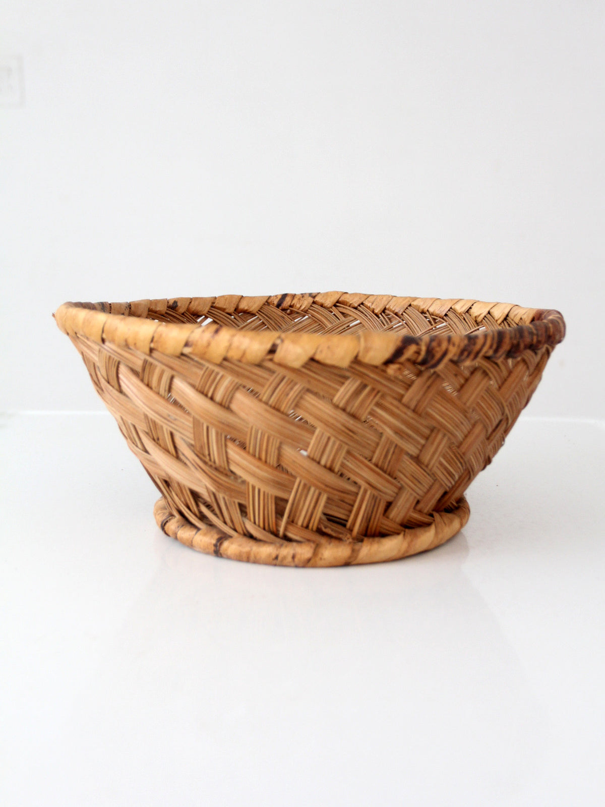 vintage handwoven round basket