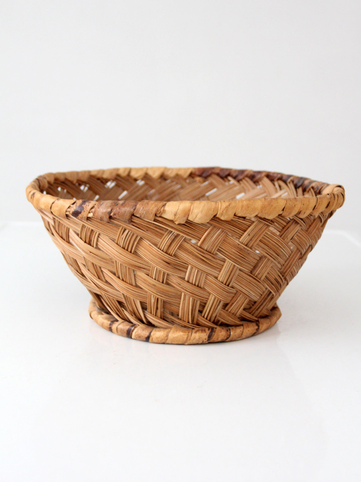 vintage handwoven round basket