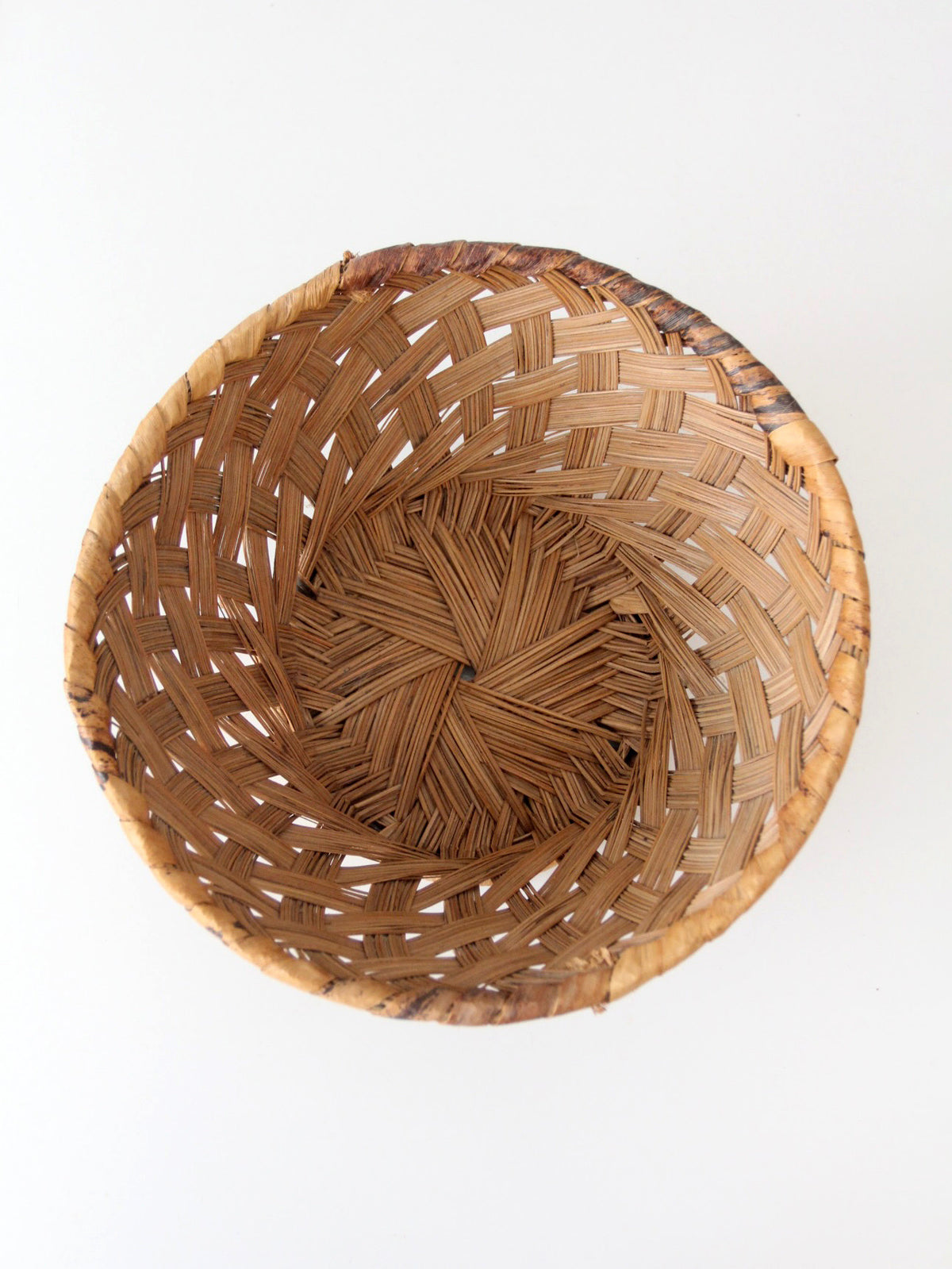 vintage handwoven round basket