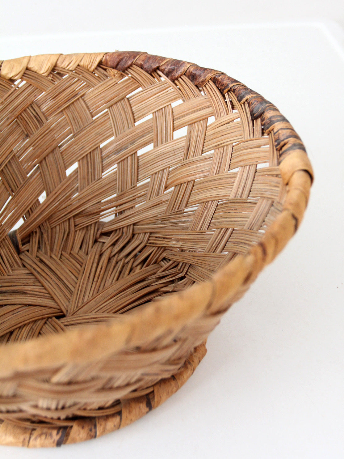 vintage handwoven round basket