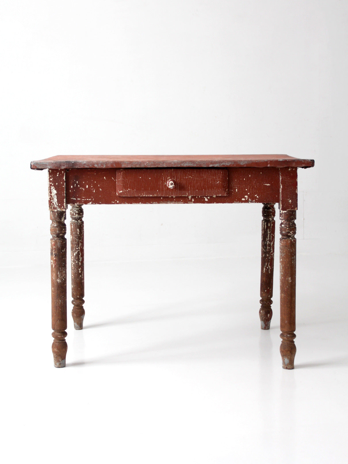 antique painted farmhouse table with metal top