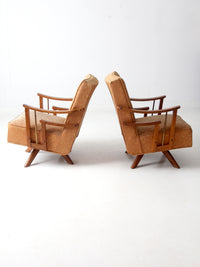 mid century modern swivel lounge chairs pair