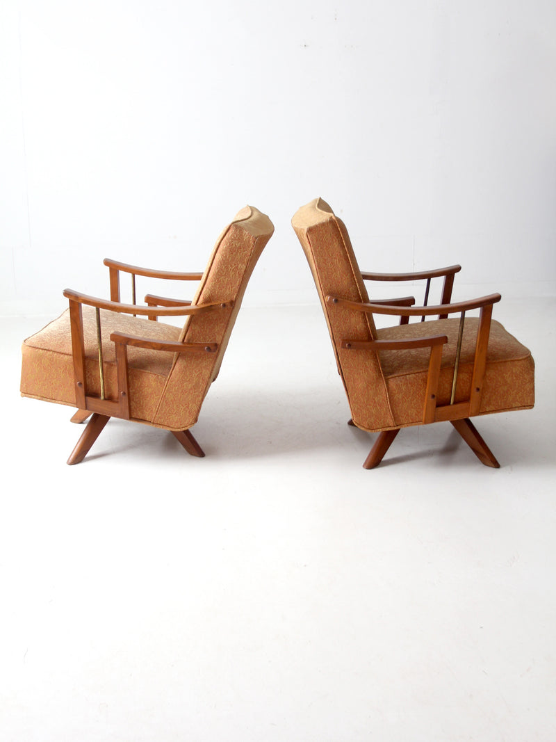 mid century modern swivel lounge chairs pair